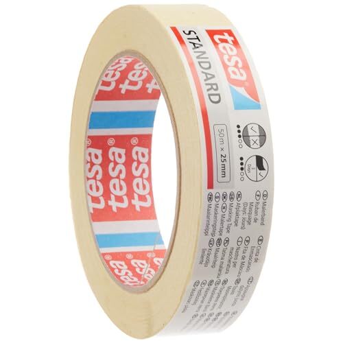 Tesa - Cinta enmascaradora para pintar, fácil de quitar hasta 2 días después, 25 mm × 50 m Tesa - Cinta enmascaradora para pintar, fácil de quitar hasta 2 días después, 25 mm × 50 m