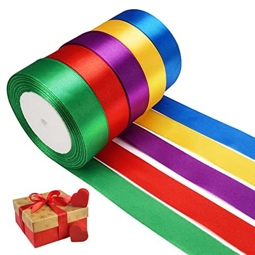 Pack 5 rollos de cinta fantasía de 25 mm × 25 m (125 m en total) en colores surtidos Pack 5 rollos de cinta fantasía de 25 mm × 25 m (125 m en total) en colores surtidos