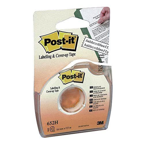 Post-It 652H - Cinta ocultadora de papel para cubrir texto o etiquetar, 8.5 mm × 17.7 m Post-It 652H - Cinta ocultadora de papel para cubrir texto o etiquetar, 8.5 mm × 17.7 m