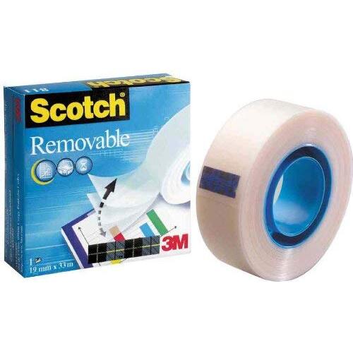 Cinta invisible reposicionable 19 mm x 33 m, fácil de despegar - Scotch Magic Removable 811 Cinta invisible reposicionable 19 mm x 33 m, fácil de despegar - Scotch Magic Removable 811