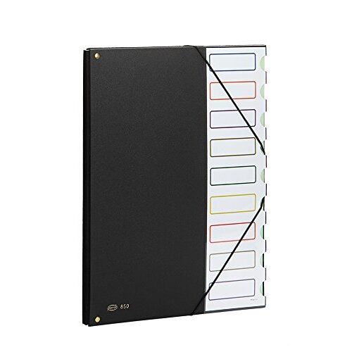 Pardo - Carpeta clasificadora en tamaño folio con 9 bolsillos, negra, tapa de plástico Pardo - Carpeta clasificadora en tamaño folio con 9 bolsillos, negra, tapa de plástico