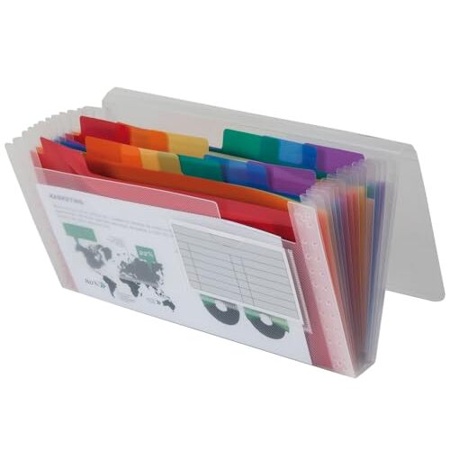 Carpeta con fuelle para archivar recibos y cheques de 26x14 cm, 13 departamentos Carpeta con fuelle para archivar recibos y cheques de 26x14 cm, 13 departamentos