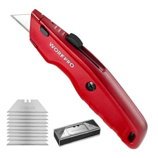 Cortador profesional con cuerpo de aluminio antideslizante, juego de 10 cuchillas trapezoidales SK5, color rojo