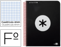 Cuaderno Antartik A4 cuadriculado con 80H de 100g negro