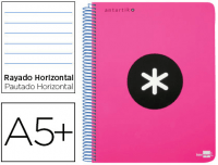 Cuaderno Antartik A5 con 80h de 100g con rayado horizontal rosa neón