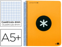 Cuaderno Antartik A5 cuadriculado con 80H de 100g naranja flúor