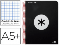Cuaderno Antartik A5 cuadriculado con 80H de 100g negro