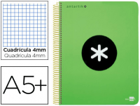 Cuaderno Antartik A5 cuadriculado con 80H de 100g verde flúor