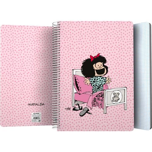 Cuaderno cubierta plástica Grafoplás Mafalda Morning, 80 h, 90 g, folio,