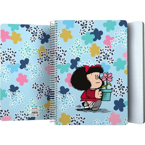 Cuaderno cubierta plástica Grafoplás Mafalda Lively, 80 h, 90 g, folio,