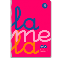 Cuaderno Lamela folio, tapa plástico, cuadrovía 2.5 mm, rosa