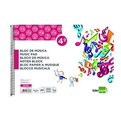 Cuaderno música pentagrama 4 mm cuarto 20 h. 100 g - Liderpapel Cuaderno música pentagrama 4 mm cuarto 20 h. 100 g - Liderpapel