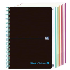 Cuaderno Oxford Black n'Colours 8 bandas color, A4, cuadrícula 5x5