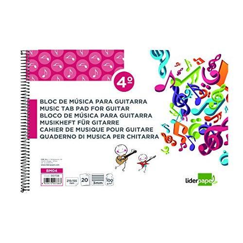 Cuaderno para guitarra con hexagrama de 3 mm, formato cuarto, 20 hojas 100 g - Liderpapel Cuaderno para guitarra con hexagrama de 3 mm, formato cuarto, 20 hojas 100 g - Liderpapel