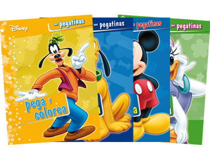 Cuadernos con cuentos Disney "Pega y colorea"