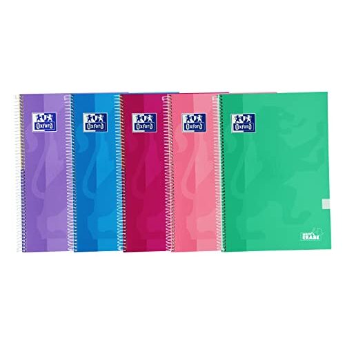 Oxford Classic Write & Erase - Pack 5 cuadernos tapa extradura, cuadriculados, folio