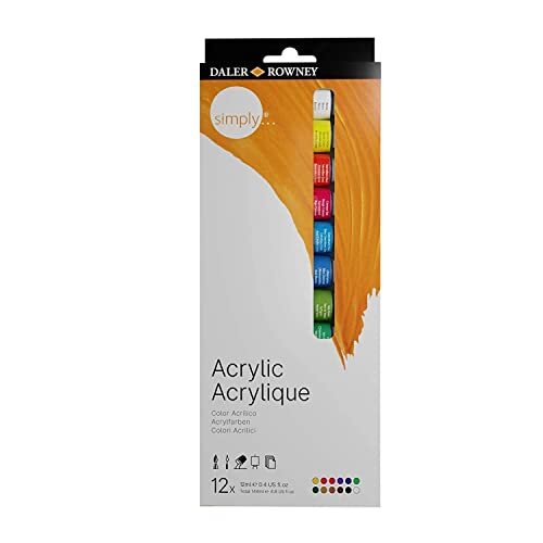 Daler Rowney Simply - Estuche 12 tubos pintura acrílica, 12 ml Daler Rowney Simply - Estuche 12 tubos pintura acrílica, 12 ml