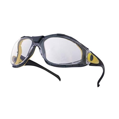 Delta Plus Pacaya - Gafas de seguridad incoloras UV400, negra/amarilla, ajuste patillas