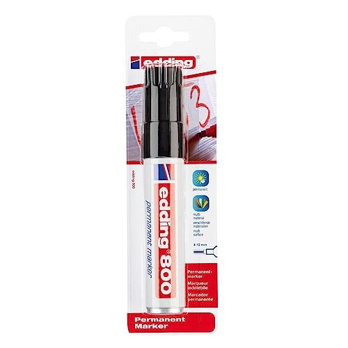 Edding 800 - Marcador indeleble, punta biselada ancha 4-12 mm, negro, ideal para almacén y logística Edding 800 - Marcador indeleble, punta biselada ancha 4-12 mm, negro, ideal para almacén y logística