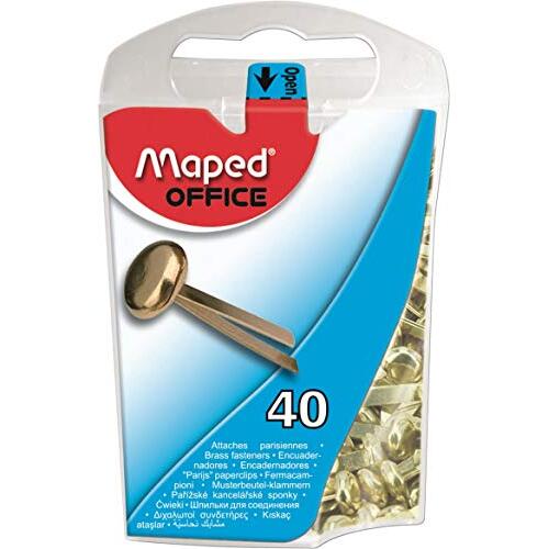Maped - Caja 40 encuadernadores pequeños de metal, latonados, 17 mm Maped - Caja 40 encuadernadores pequeños de metal, latonados, 17 mm