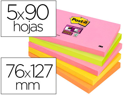 Pack 5 Post-It SuperSticky 76x127 mm