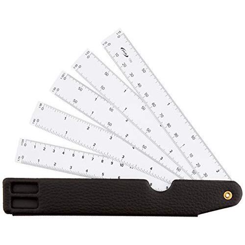 Pardo - Escalímetro en abanico de 10 escalas, 15 cm, funda en material símil-piel Pardo - Escalímetro en abanico de 10 escalas, 15 cm, funda en material símil-piel