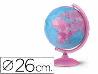 Esfera terrestre con luz rosa de 26 cm