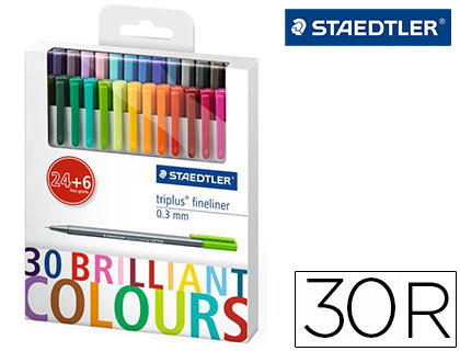 Estuche 24 rotuladores Staedtler® triplus fineliner 24+6 colores