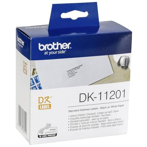 Brother DK-11201 - Etiquetas de dirección, 29 × 90 mm, rollo 400 etiquetas blancas Brother DK-11201 - Etiquetas de dirección, 29 × 90 mm, rollo 400 etiquetas blancas
