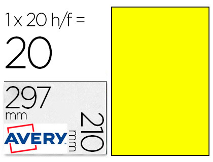 Etiquetas adhesivas Avery poliester amarillas 210x297 (laser)