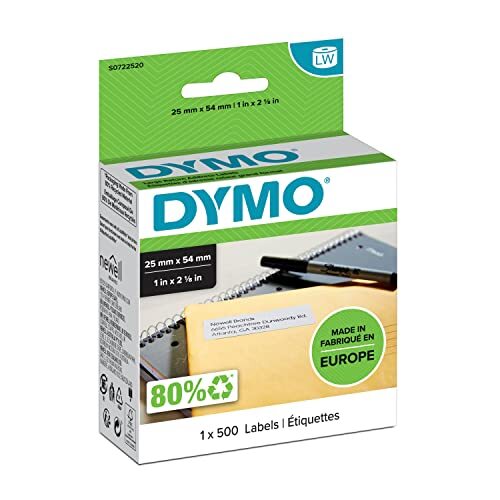Dymo LabelWriter - Etiquetas Dymo para etiquetadoras LabelWriter, 25 × 54 mm, blancas, rollo 500 u. Dymo LabelWriter - Etiquetas Dymo para etiquetadoras LabelWriter, 25 × 54 mm, blancas, rollo 500 u.