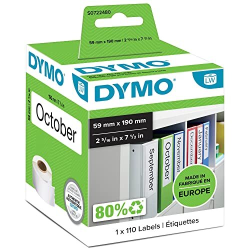 Dymo LabelWriter - Etiquetas multifunción, 59×190 mm, rollo 110 unidades, dorso fácil de separar Dymo LabelWriter - Etiquetas multifunción, 59×190 mm, rollo 110 unidades, dorso fácil de separar