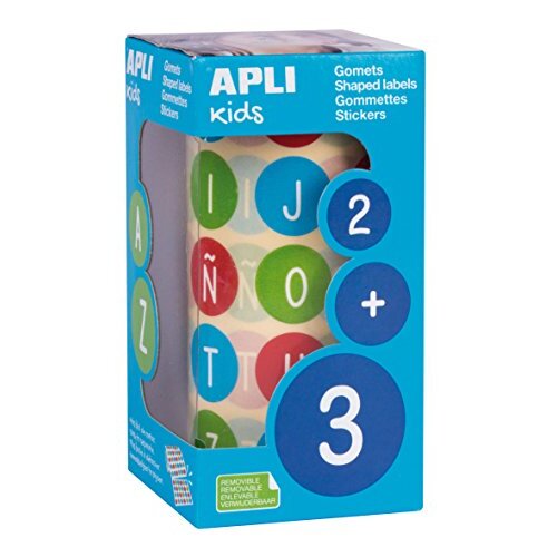 Apli Kids 15126 - Etiquetas infantiles abecedario, ø 20 mm, colores surtidos Apli Kids 15126 - Etiquetas infantiles abecedario, ø 20 mm, colores surtidos
