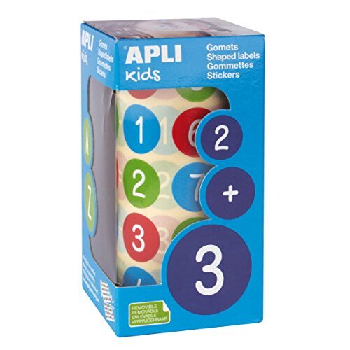 Apli Kids 15127 - Etiquetas infantiles redondas ø 20 mm, números, multicolor Apli Kids 15127 - Etiquetas infantiles redondas ø 20 mm, números, multicolor