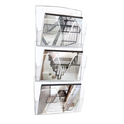 CEP - Expositor de pared con 3 casilleros transparentes A4 con laterales semiabiertos, 361×86×718 mm CEP - Expositor de pared con 3 casilleros transparentes A4 con laterales semiabiertos, 361×86×718 mm