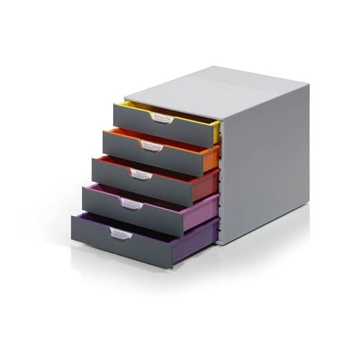 Fichero apilable Varicolor de 5 cajones, incluye etiquetas - Durable Fichero apilable Varicolor de 5 cajones, incluye etiquetas - Durable