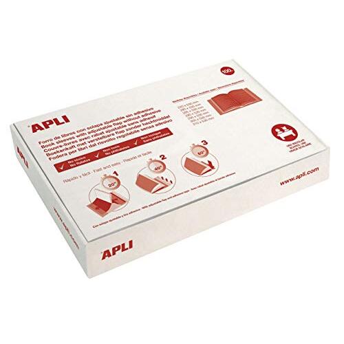 Caja 100 fundas forralibros ajustables de PVC, 295 × 530 mm - Apli Caja 100 fundas forralibros ajustables de PVC, 295 × 530 mm - Apli
