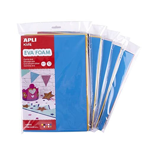 Apli Kids 18963 - Pack 5 bolsas de 10 planchas de goma multicolor DIN A4 (210×297 mm), 2 mm grosor, colores surtidos Apli Kids 18963 - Pack 5 bolsas de 10 planchas de goma multicolor DIN A4 (210×297 mm), 2 mm grosor, colores surtidos