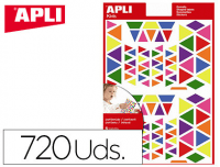 Gomets Apli 13239, multicolor triángulos, 720u