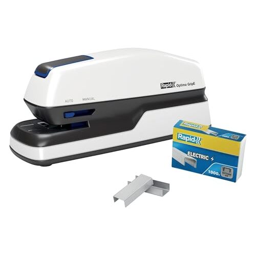 Rexel Optima Grip - Grapadora eléctrica sin contacto, incluye 1000 grapas, grapa hasta 20 hojas Rexel Optima Grip - Grapadora eléctrica sin contacto, incluye 1000 grapas, grapa hasta 20 hojas