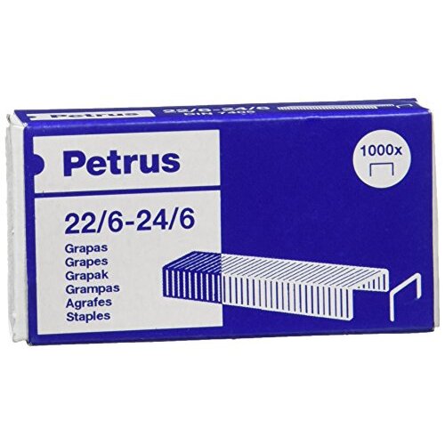 Caja 1000 grapas galvanizadas Petrus n.º 22/6 Caja 1000 grapas galvanizadas Petrus n.º 22/6
