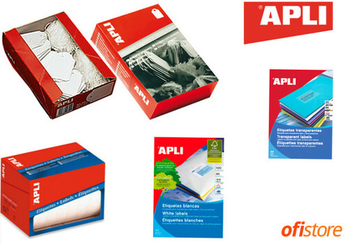 Varios tipos de etiquetas de la marca Apli