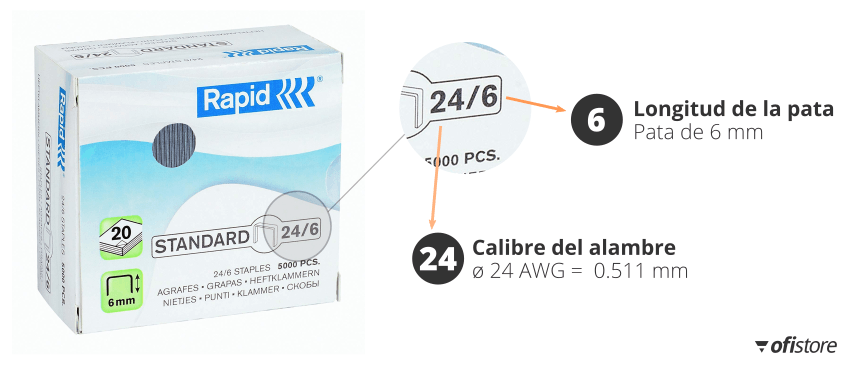 medidas grapas oficina