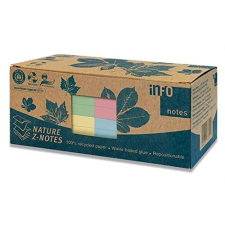 Info Notes Nature Z-Notes - Notas de papel reciclado con certificado Ángel Azul y adhesivo reposicionable basado en agua, 75×75 mm, 12 blocs de 100 hojas, colores pastel