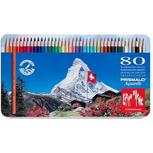 Caran d'Ache Prismalo Aquarelle - Caja 80 lápices de color acuarelables, solubles en agua, estuche metal Caran d'Ache Prismalo Aquarelle - Caja 80 lápices de color acuarelables, solubles en agua, estuche metal