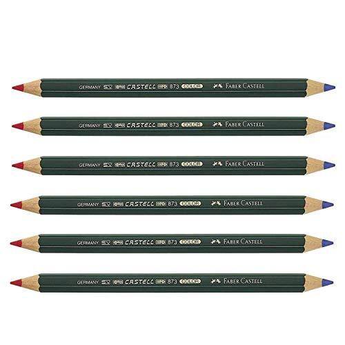 Caja 6 lápices bicolor grueso Faber-Castell 873, rojo, azul Caja 6 lápices bicolor grueso Faber-Castell 873, rojo, azul
