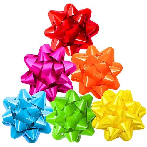 25 lazos fantasía adhesivos para regalo, colores brillantes, 7 cm 25 lazos fantasía adhesivos para regalo, colores brillantes, 7 cm