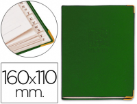 Listin telefonico flexible verde con cantonera dorada 16 × 11 cm