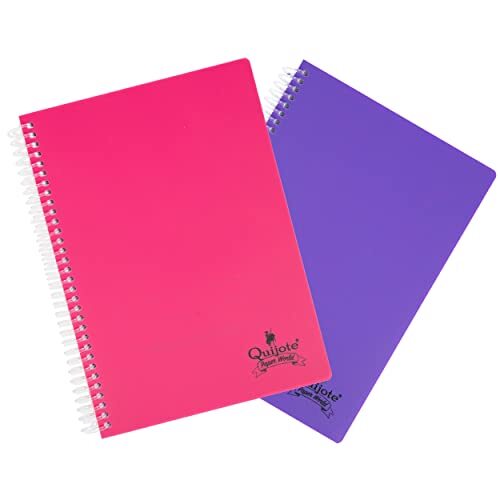 Lote 2 cuadernos A5 con 80 hojas lisas y tapa de plástico colores flúor