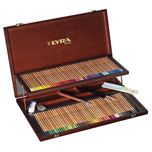 Lyra Rembrandt Aquarell - Juego 106 piezas para bellas artes con 96 lápices de colores acuarelables en caja de madera Lyra Rembrandt Aquarell - Juego 106 piezas para bellas artes con 96 lápices de colores acuarelables en caja de madera